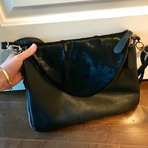 Street Level // Black Leather Foldover Purse